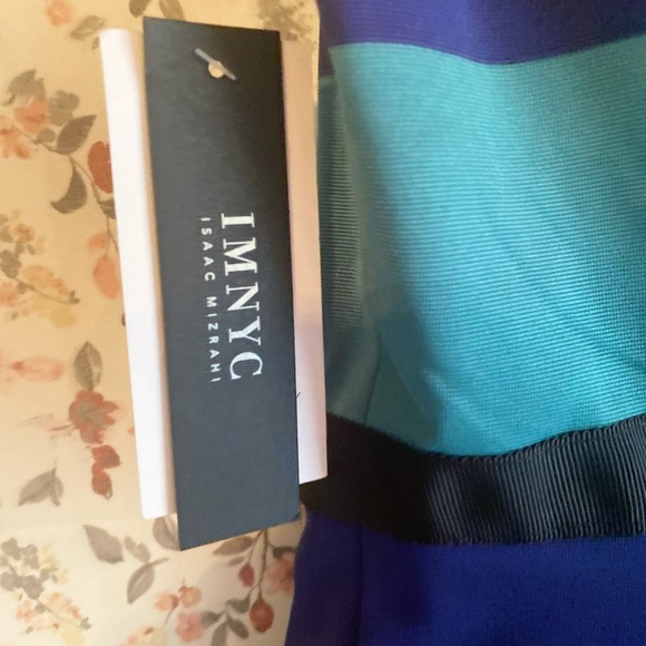 IMNYC by Isaac Mizrahi color block striped lined sleeveless dress 2 has pockets - Picture 4 of 6